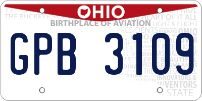 OH license plate GPB3109