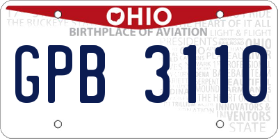 OH license plate GPB3110
