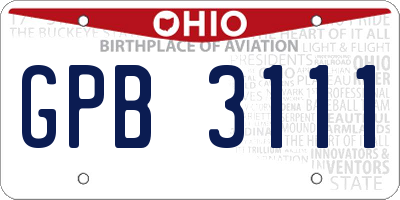 OH license plate GPB3111