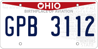 OH license plate GPB3112