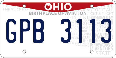 OH license plate GPB3113