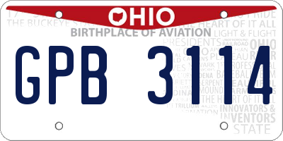 OH license plate GPB3114
