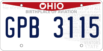 OH license plate GPB3115