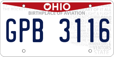 OH license plate GPB3116