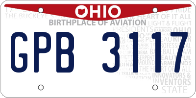 OH license plate GPB3117