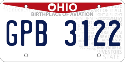 OH license plate GPB3122