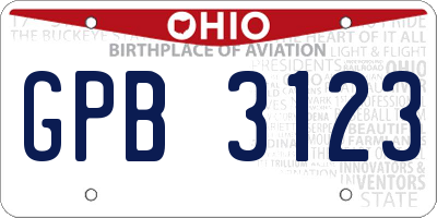 OH license plate GPB3123