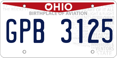 OH license plate GPB3125
