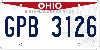 OH license plate GPB3126