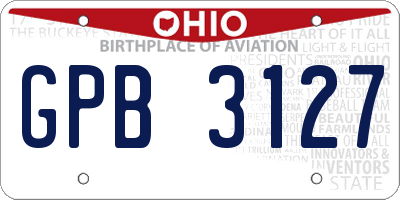 OH license plate GPB3127