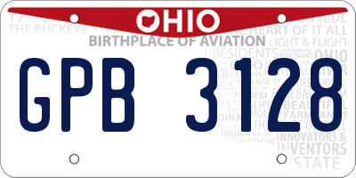 OH license plate GPB3128