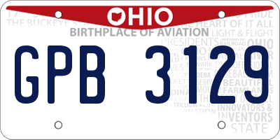 OH license plate GPB3129