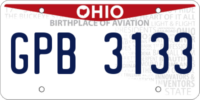 OH license plate GPB3133