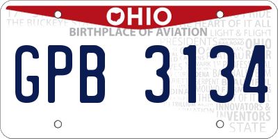 OH license plate GPB3134