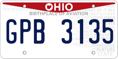 OH license plate GPB3135