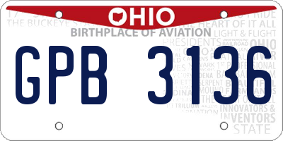 OH license plate GPB3136