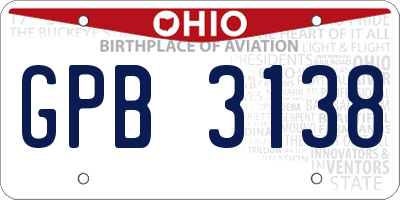 OH license plate GPB3138