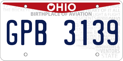 OH license plate GPB3139