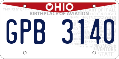 OH license plate GPB3140
