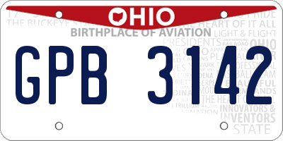 OH license plate GPB3142
