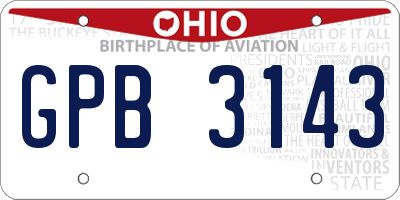 OH license plate GPB3143