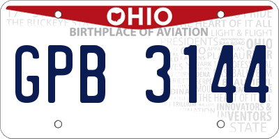 OH license plate GPB3144