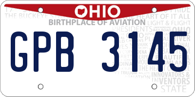 OH license plate GPB3145