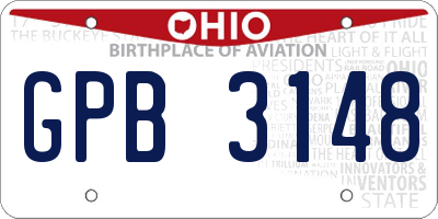 OH license plate GPB3148