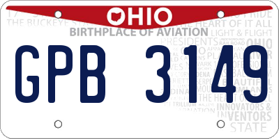 OH license plate GPB3149