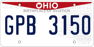 OH license plate GPB3150