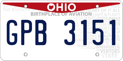 OH license plate GPB3151