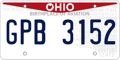 OH license plate GPB3152