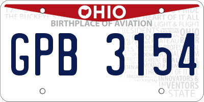 OH license plate GPB3154