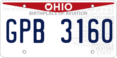 OH license plate GPB3160