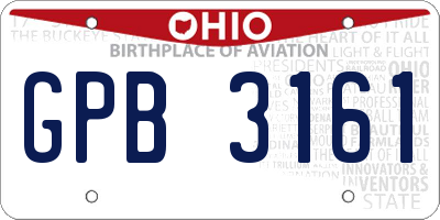 OH license plate GPB3161