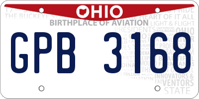 OH license plate GPB3168