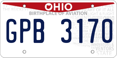 OH license plate GPB3170