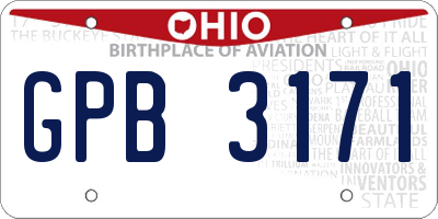 OH license plate GPB3171