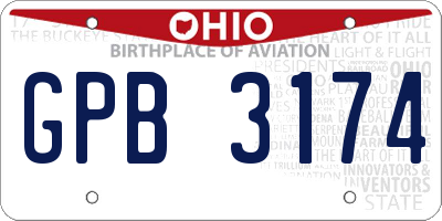 OH license plate GPB3174