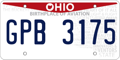 OH license plate GPB3175