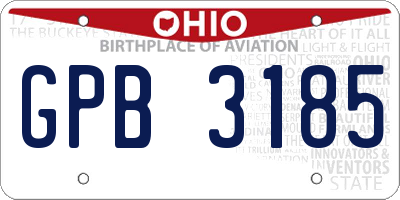 OH license plate GPB3185
