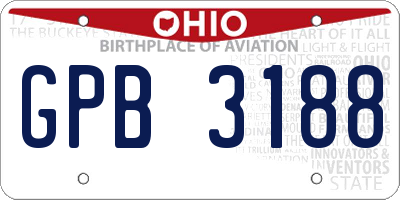 OH license plate GPB3188