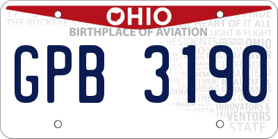 OH license plate GPB3190