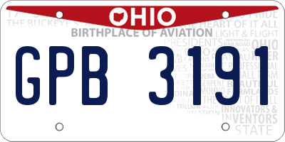 OH license plate GPB3191