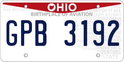 OH license plate GPB3192