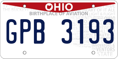 OH license plate GPB3193