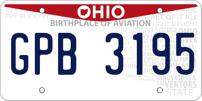 OH license plate GPB3195