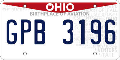 OH license plate GPB3196