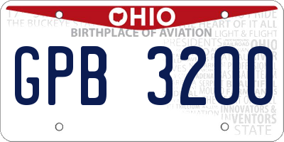 OH license plate GPB3200