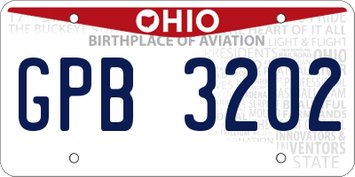 OH license plate GPB3202